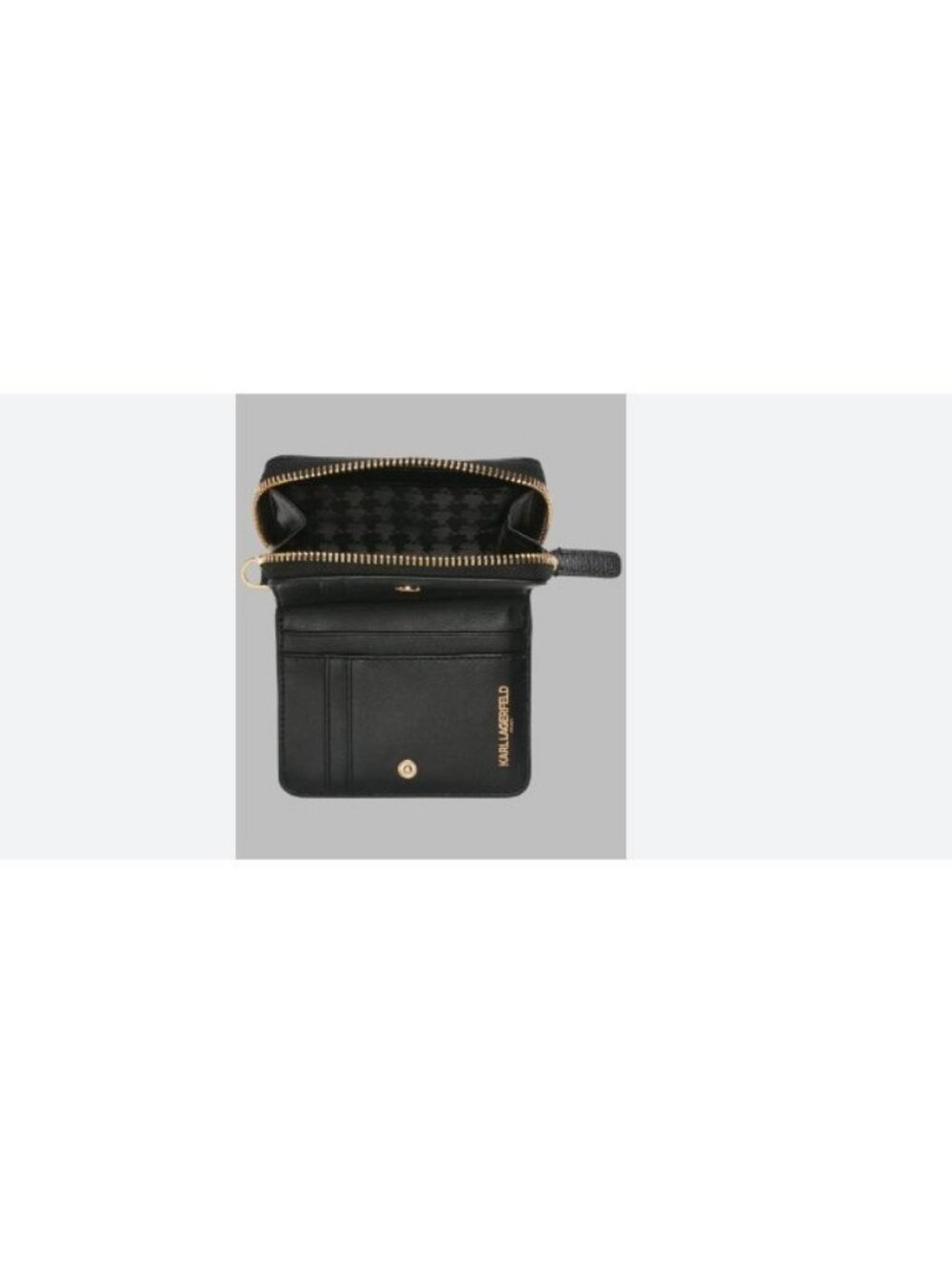 KARL LAGERFELD zip around leather small bi-fold women's wallet - Black - Picture 3 of 12